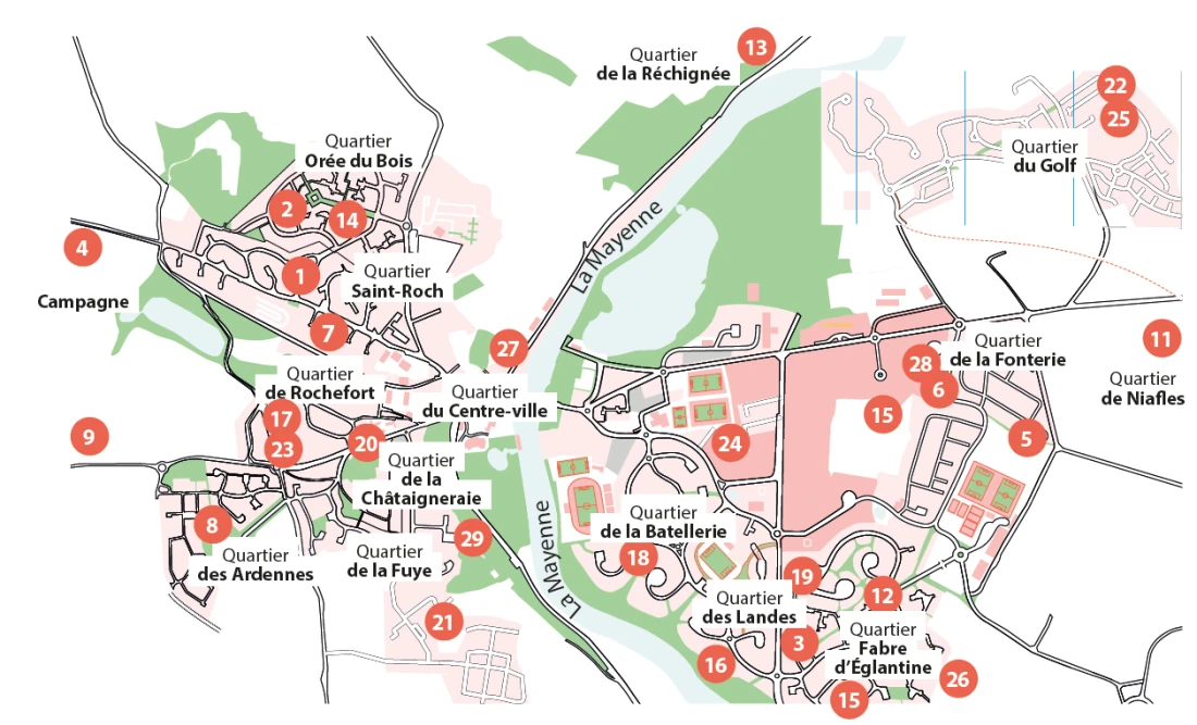 Carte des référents de quartier
