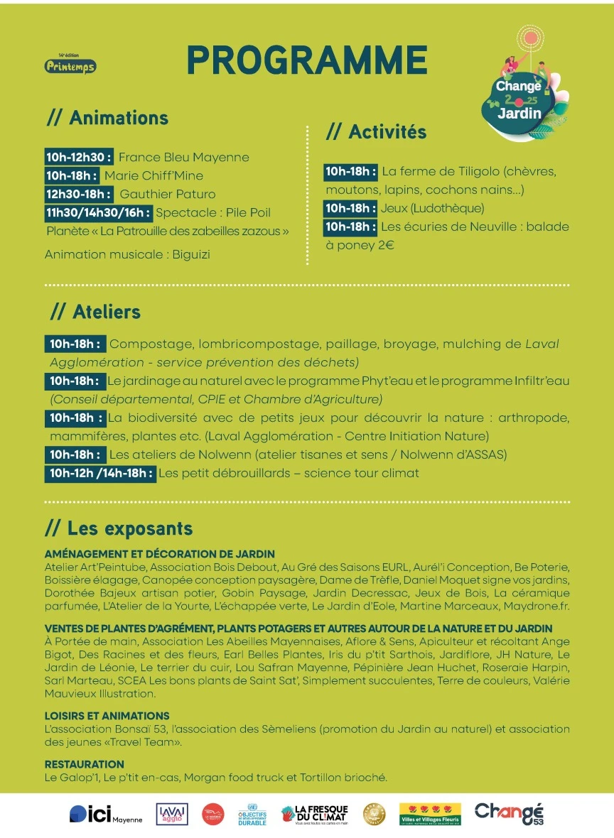 Programme Changé Ô Jardin Printemps 2025