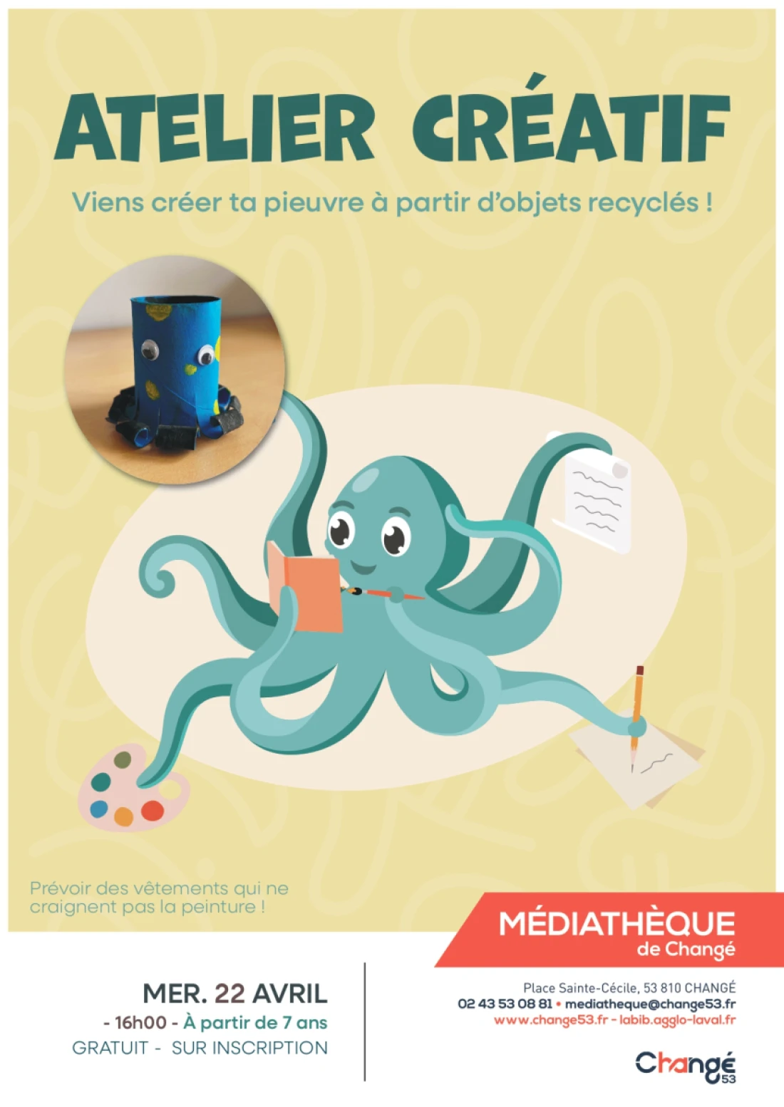 Atelier cr&eacute;atif : cr&eacute;er ta pieuvre